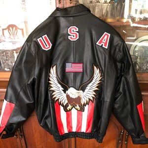 Men’s leather USA jacket black xxl brand new
